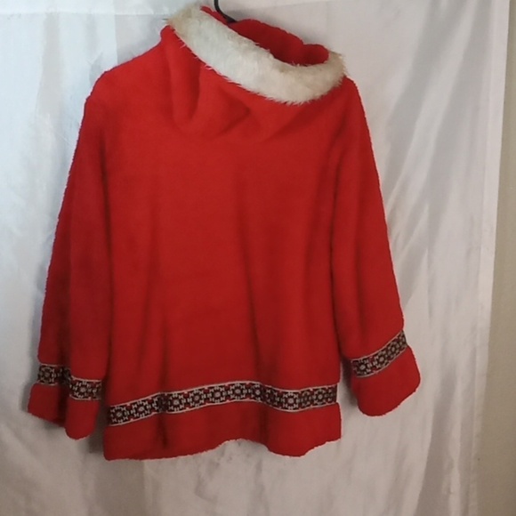 Eskimo style hooded vintage red winter jacket size large - Picture 10 of 11